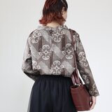 sale●泥大島紬のハイネックブラウス・L