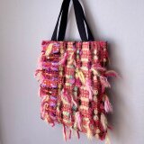 〈Morgenrot〉ふわもこ毛糸｜手織りミニトートバッグ