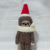 クリスマス なまけものさん (羊毛フェルト)