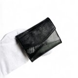 "番外編 "マイクロウォレット 英国産ブライドルレザー < Black>  小さな三つ折り財布　名入れ可
