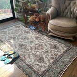 トルコヴィンテージラグ　204×108 くすみピンク　キャラメルベージュ　トルコ　ヴィンテージ　絨毯　手織り　オーガニック染料