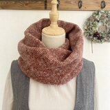 ＊ふんわりあたたか　ヘリンボーンウールのスヌード＊杢レンガ