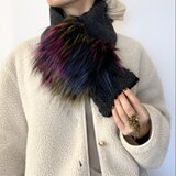 アクセサリー感覚の上品マフラー♪ブラック&カラー♡エコファーのコピー