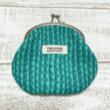 ミニがま口ポーチ＊半円柄グリーン＊