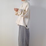 ほっこりシルエット ブルゾン風 ドロストブラウス ウールリネン/アイボリー