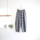 check canvas tuck pants (grey check)