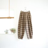 check canvas tuck pants (mocha check)