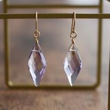 ✨2月誕生石✨ ピンクアメジスト＜ダイヤカット＞のピアス（K14GF）※イヤリングに変更可