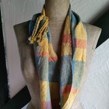 糸と糸　残糸使用　手織り 綿スヌード ☆送料無料☆