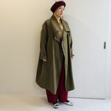 ウインターリネンスタンドカラーコート(カーキ)