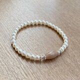 ピンクムーンストーン 天然石 パール ブレスレット