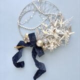 （BOXつき）きらめきのウィンターリース（直径約32cm） /アーティフィシャルフラワー/クリスマス/冬リース/ギフト/