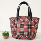 たっぷり入る❤︎合皮の持ち手のチェック柄トートbag
