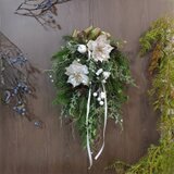 クリスマススワッグ ベルベットポインセチア(ホワイトグレイ）AX45 ーティフィシャルフラワー