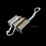 送料無料　留め具のないパールロングネックレス コイン