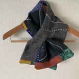 刺し子ステッチカンタパッチワークスヌード黒グレー系