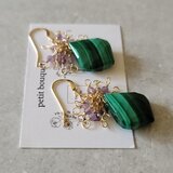 【14kgf 】心と魂を穏やかに整える＊マラカイト×アメジストピアス イヤリング変更可