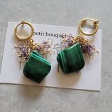 【14kgf 】心と魂を穏やかに整える＊マラカイト×アメジストイヤリング