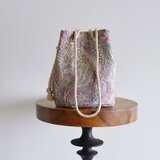 数量限定!   インド刺繍ジョーゼット　　2way ポシェットマリンバッグ　ミニショルダー　スモーキーパープル