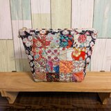 パッチワークのポーチ　オレンジ