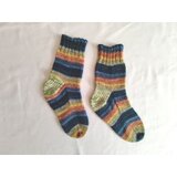 手編み段染めソックス