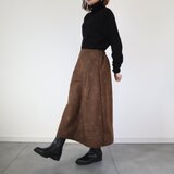 着物の台形スカート（茶色に梅の花・M )