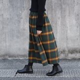 播州織 高品質 ネルチェック ギャザースカート（エバーグリーン）ポケット 両面起毛