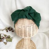 送料無料　痛くないリネンのリボンヘアバンド／グリーン