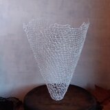 ワイヤーワークオブジェ　細長鉢型胡粉仕上げ