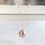 超大粒 いびつな淡水パール ペールピンクゴールド Yネックレス 16.2x15.6mm　1点もの