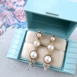 《NAPIER》 faux pearl clear rhinestone dangle ネイピア ヴィンテージピアス