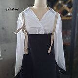 【背中がかわいい】エプロンドレス：ブラック×リネン【0968】