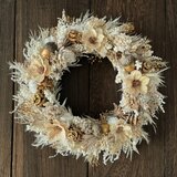 ホワイトゴールドのクリスマスリース(22cm)