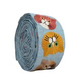 インド刺繍リボン50cm切り売り キャットフェイス ブルー 5.6cm幅 HC 猫 ねこ R-0797