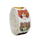 インド刺繍リボン50cm切り売り キャットフェイス ベージュ 5.0cm幅 HC 猫 ねこ R-0799