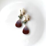 パープルアゲートとトルマリンのソフトタッチイヤリング