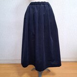 コーデュロイ　タックスカート【裏地付き】ロングスカート　ネイビー　フリー　
