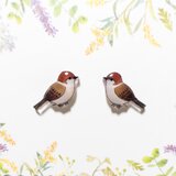 ～小さなピアスシリーズ～雀のピアス/ノンホールピアス(樹脂イヤリング)