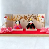 【お雛様】 おひなさま　百花　親王飾りセット　「桃の花　屏風」