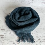 羊毛マフラー　青いキャンバス織り