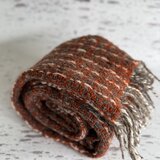 羊毛マフラー　柿色とグレー