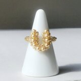 ホースシューのビーズリング/ クリアゴールド