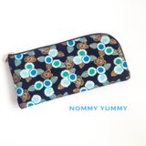 L字ファスナー長財布   青緑の花 ＊502＊