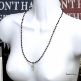 （新作）天然石ガーネットクロスネックレス 《ビーズアクセサリー》