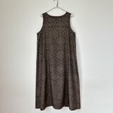 ＊アンティーク着物＊菱模様織り出し泥大島紬のワンピース（Ｌサイズ・龍郷）