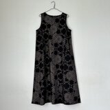 ＊アンティーク着物＊華紋織り出し模様泥大島紬のワンピース（Ｌサイズ・5マルキ）