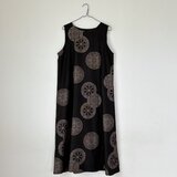 ＊アンティーク着物＊源氏車模様泥大島紬のワンピース（Ｌサイズ・5マルキ）