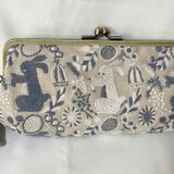 点と線模様　ウサギ　シンプル　親子がま口長財布　　