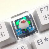 もち文鳥さん キーキャップ（白文鳥／背景色ブルー）メカニカルキーボード用（CHERRY MXスイッチ）※受注制作※