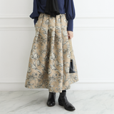 ウォームタッチ・クラシカルフラワー ロングスカート　ベージュ　0767BE